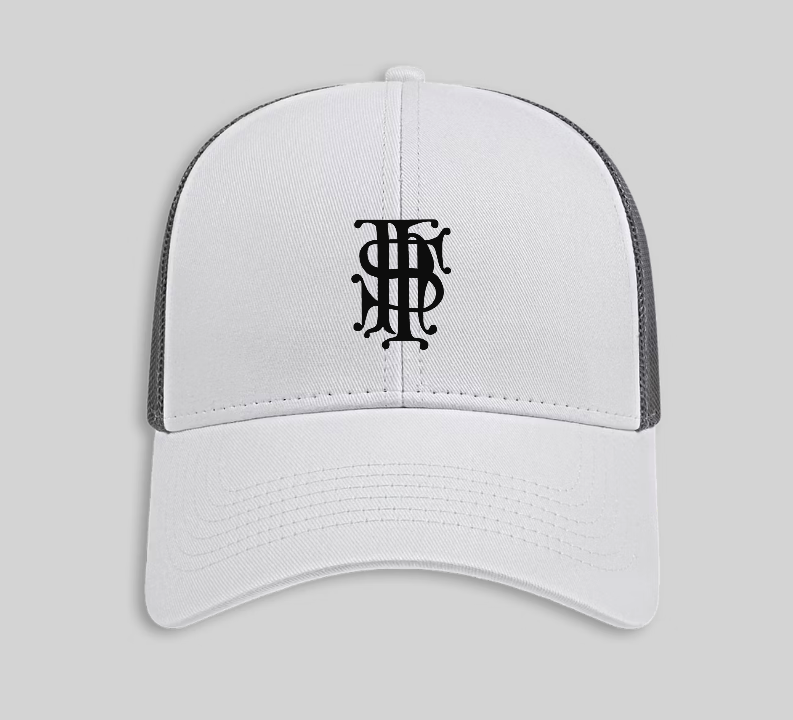 White & Charcoal Trucker