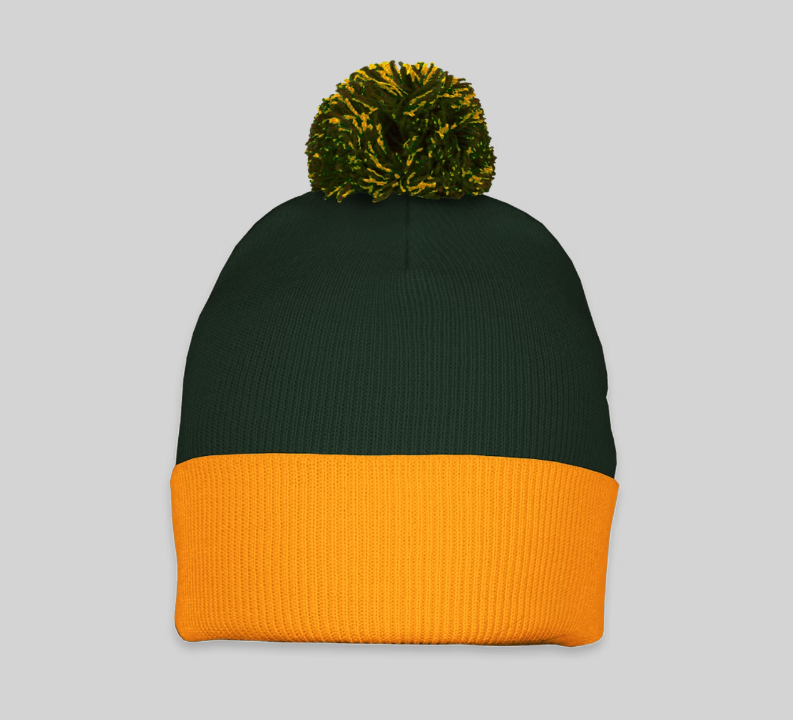 Forest & Gold Pom-Pom Beanie