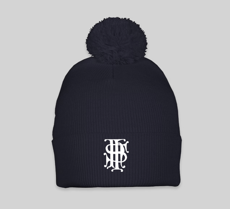 Navy Pom-Pom Beanie